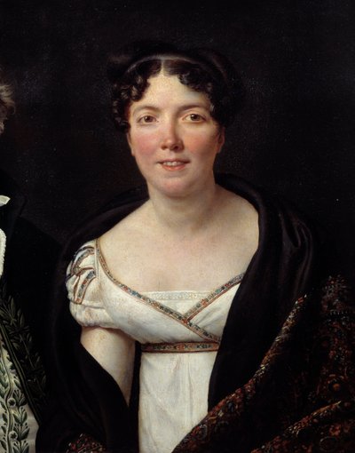 Portret van Madame Mongez, vrouw van archeoloog Mongez (detail) door Jacques Louis David