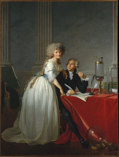 Portret van Monsieur de Lavoisier en zijn vrouw, chemicus Marie-Anne Pierrette Paulze door Jacques Louis David