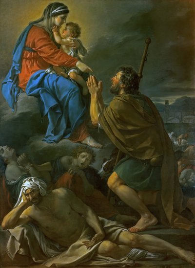 Sint Rochus smeekt de Maagd Maria om bevrijding van de pest, 1780 door Jacques Louis David