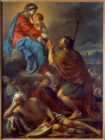 Sint Rochus bidt tot de Maagd voor het stoppen van de pest door Jacques Louis David