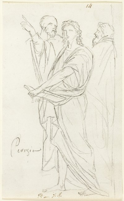 Schets van Drie Klassieke Figuren door Jacques Louis David