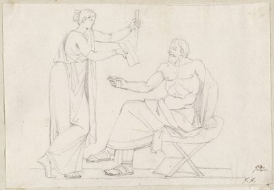 Socrates en Diotime door Jacques Louis David