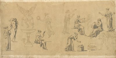 Studies van Klassieke Vrouwen, met Eros door Jacques Louis David