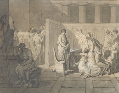 Studie voor De Lictoren Brengen Brutus de Lichamen van zijn Zonen, 1787 door Jacques Louis David