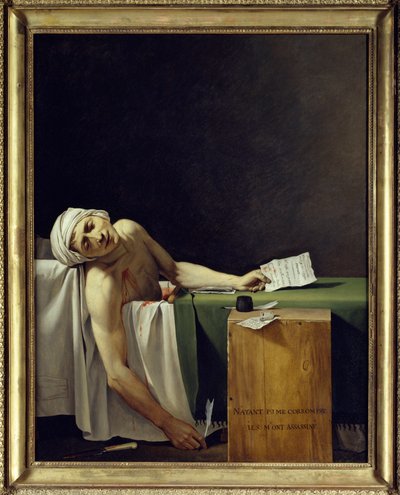 De dood van Marat. Schilderij door Jacques Louis David, 1793. Louvre Museum Parijs door Jacques Louis David
