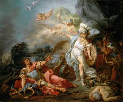 Het gevecht tussen Mars en Minerva, ca. 1771 door Jacques Louis David