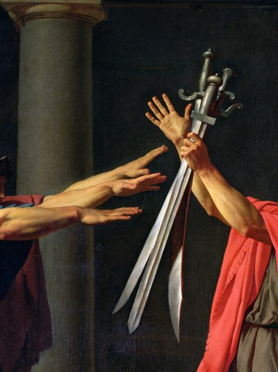 De eed van de Horatii, 1784 (detail) door Jacques Louis David