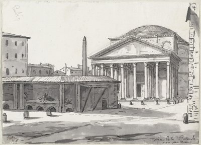 Het Pantheon Gezien vanaf het Piazza door Jacques Louis David