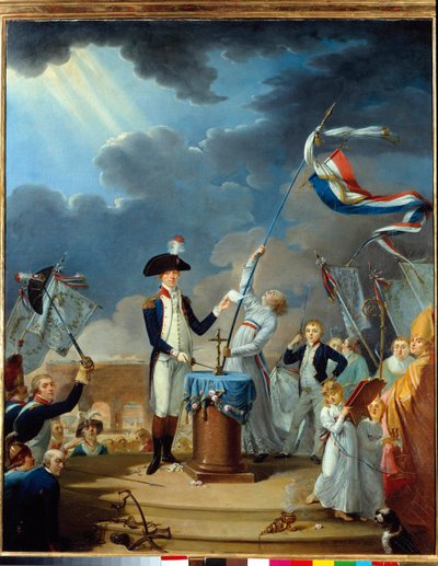 De eed van La Fayette op het feest van de federatie op 14 juli door Jacques Louis David