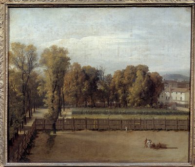 Uitzicht op de Luxemburgse Tuin in Parijs Schilderij door Louis David (1748-1825). 1794. Zon. 0,55 x 0,65 door Jacques Louis David