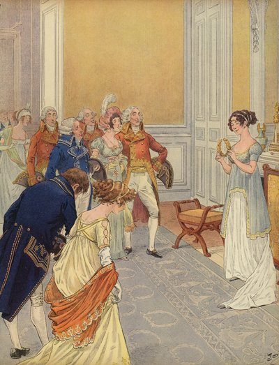 Josephine verwelkomt gasten in het Tuilerieënpaleis door Jacques Marie Gaston Onfray de Breville (Job)