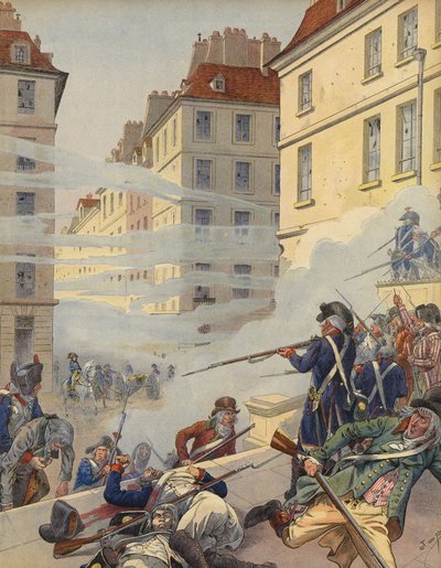 Revolutionaire onrust op de straten van Frankrijk door Jacques Marie Gaston Onfray de Breville (Job)