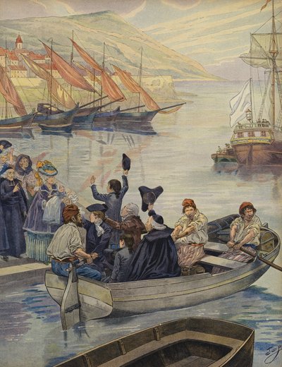 De jonge Napoleon Bonaparte verlaat Corsica door Jacques Marie Gaston Onfray de Breville (Job)