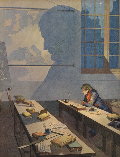 De jonge Napoleon Bonaparte studeert door Jacques Marie Gaston Onfray de Breville (Job)