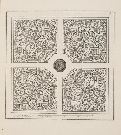 Ontwerp voor Parterre, uit Theatre des Plans et Jardinages, uitgegeven 1652 (gravure) door Jacques Mollet