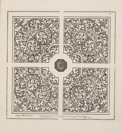 Ontwerp voor Parterre, uit Theatre des Plans et Jardinages, pub.1652 door Jacques Mollet