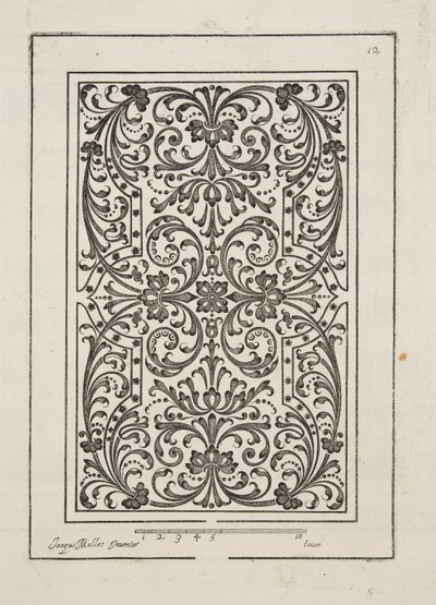 Ontwerp voor Parterre, uit Theatre des Plans et Jardinages, pub.1652 door Jacques Mollet