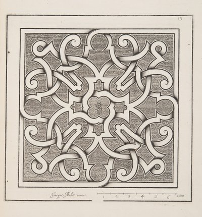 Ontwerp voor Parterre, uit Theatre des Plans et Jardinages, pub. 1652 door Jacques Mollet