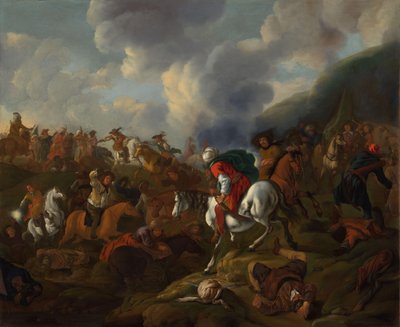 Een cavaleriegevecht tussen Turkse troepen en de troepen van de Oostenrijkse keizer door Jacques Muller