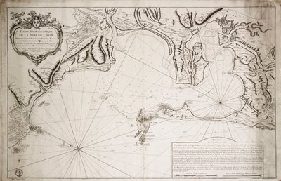 Hydrografische kaart van de Baai van Cadiz door Jacques Nicolas Bellin