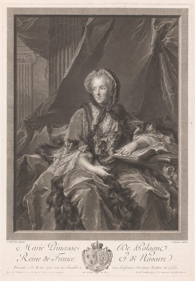 Portret van koningin Maria Lesczinska door Jacques Nicolas Tardieu
