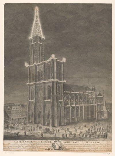 Gezicht op de kathedraal van Straatsburg door Jacques Philippe Le Bas