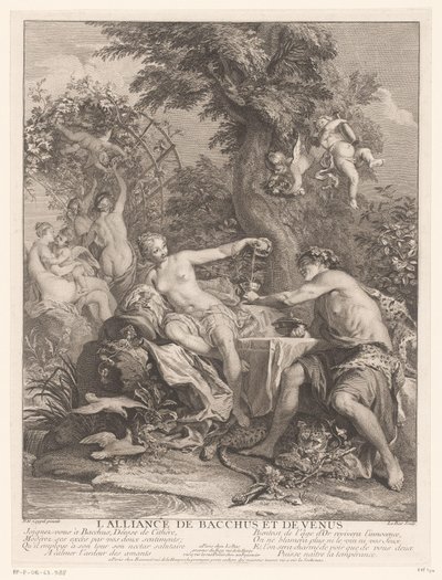Verbond tussen Bacchus en Venus door Jacques Philippe Le Bas