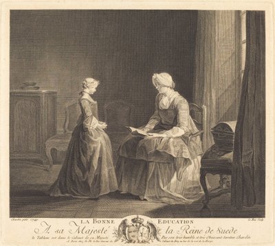 De Goede Opvoeding door Jacques Philippe Le Bas after Jean Siméon Chardin