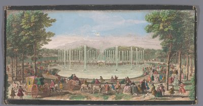 Gezicht op het Bassin de Neptune in de Tuin van Versailles door Jacques Rigaud (possibly)