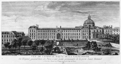Zicht op Hopital Royal de La Salpetriere, bekend als Hopital General, Parijs door Jacques Rigaud