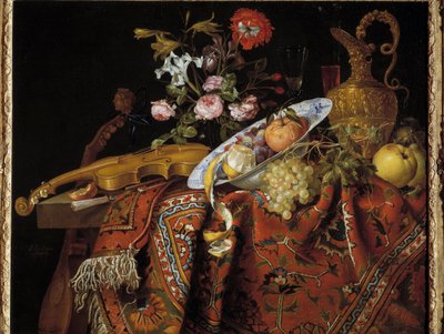 Stilleven met viool en aquamarijn door Jacques Samuel Bernard