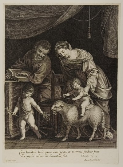 Heilige Familie met Sint Jan, gegraveerd door Gilles Rousselet door Jacques Stella