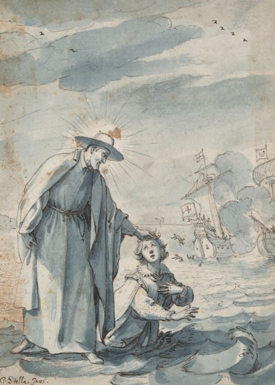 De redding van de zeeman Andrea, voorbereidende studie voor een gravure door Christian Sas door Jacques Stella