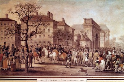 Campagne van Frankrijk in 1814: Intocht in Parijs van gevangenen van geallieerde legers door Jacques Swebach Desfontaines