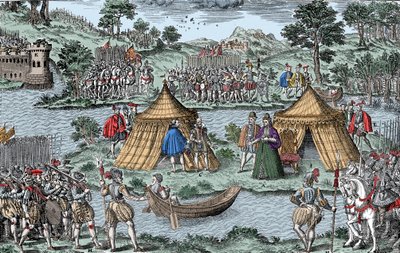 Edict van Amboise - Vrede van Amboise die een einde maakt aan de eerste Franse Religieuze Oorlog door Jacques Tortorel