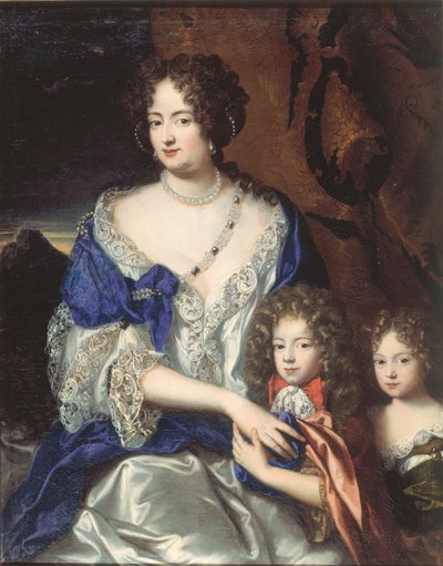 Hertogin Sophia Dorothea van Brunswijk en Lüneburg met haar kinderen George en Sophia Dorothea door Jacques Vaillant
