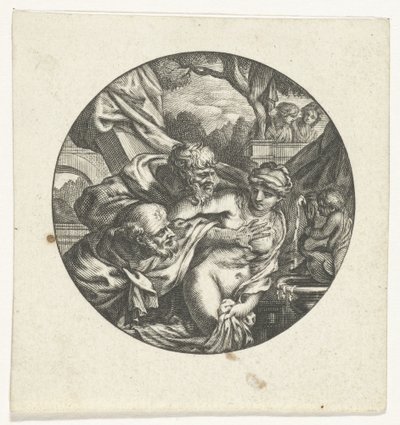 Horlogekast met Susanna en de ouderlingen door Jacques Vauquer