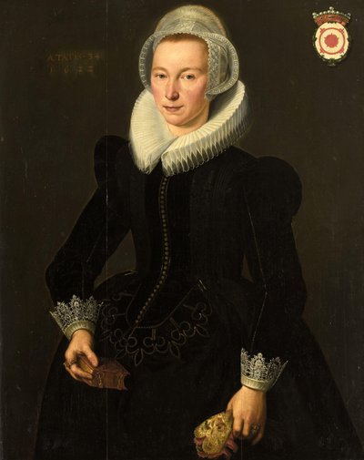 Portret van Grietje Adriaensdr Grootes (1588-1624) door Jacques Waben (attributed to)