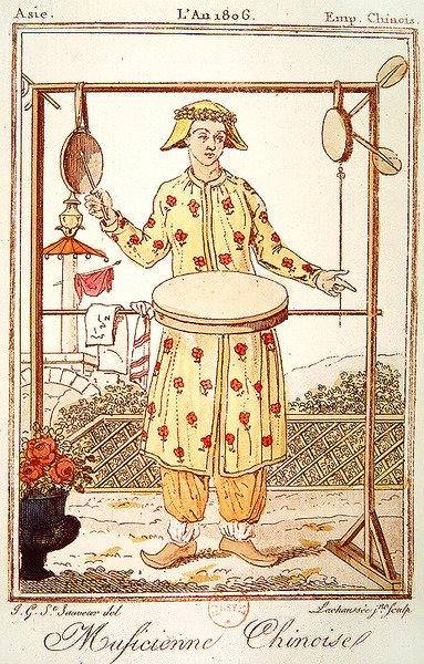 Chinese muzikant, 1806 door Jacques after Grasset de Saint Sauveur