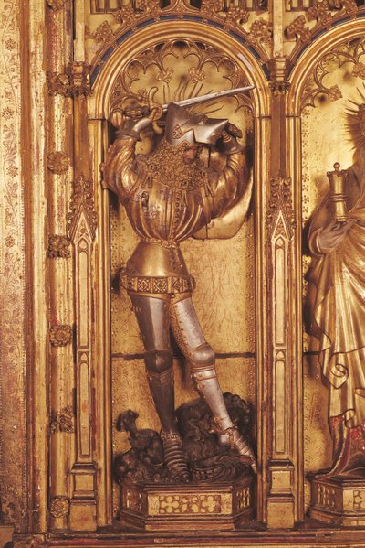 Altaarstuk van de Kruisiging, detail van St. Joris van het linker paneel, uit de Kerk van Chartreuse de Champmol, ca.1391 door Jacques de Baerze or Baers