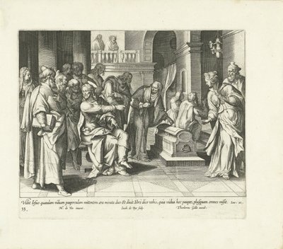 Vrijgevigheid van de arme weduwe door Jacques de Bie