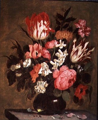 Bloemen in een Glazen Vaas door Jacques de Claeuw