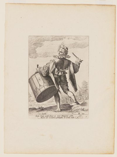 Trommelaar, van Officieren en soldaten van de lijfwacht van keizer Rudolph II door Jacques de Gheyn II