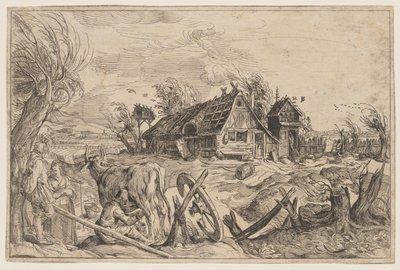 Landschap met boerderij door Jacques de Gheyn II