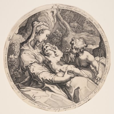 Maagd en kind met Johannes de Doper door Jacques de Gheyn II