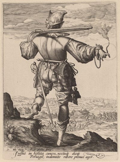 Helm Musketier door Jacques de Gheyn II after Hendrik Goltzius