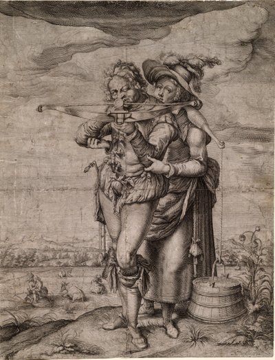 De kruisboogschutter en de melkmeid door Jacques de Gheyn the Younger