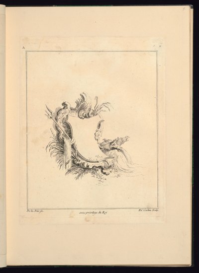 Ontwerp voor Cartouche die de Zee Oproept door Jacques de Lajoüe