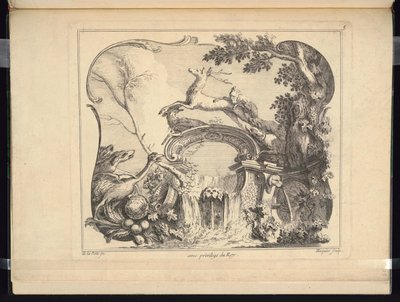 Ontwerp voor Cartouche die een Brug Vormt (Horizontaal) door Jacques de Lajoüe