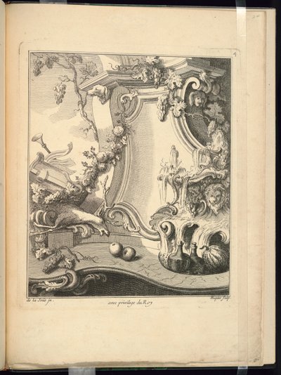 Ontwerp voor een cartouche door Jacques de Lajoüe